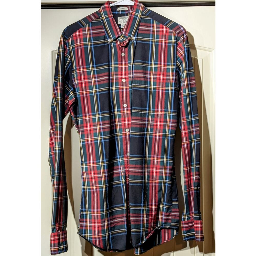 J. Crew Classic Organic Cotton Stretch LS Button Down Tartan Plaid Shirt Sz M/T